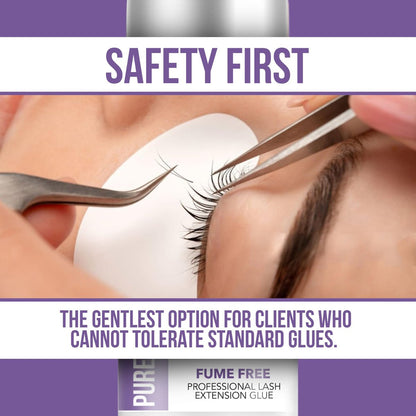 Forabeli Pure Sensitive Eyelash Extension Glue - Fume-Free, 6-7 Second Drying, 4 Weeks Retention, Black 5ml Avelisse