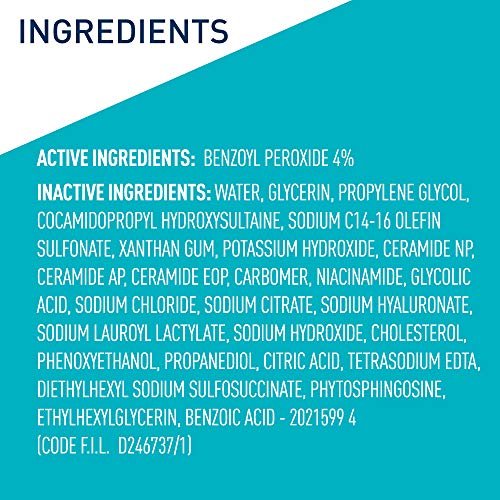 CeraVe Acne Foaming Cream Cleanser with 4% Benzoyl Peroxide, Hyaluronic Acid, Niacinamide & Ceramides – Gentle Daily Acne Treatment Face Wash, 5 Fl Oz Avelisse