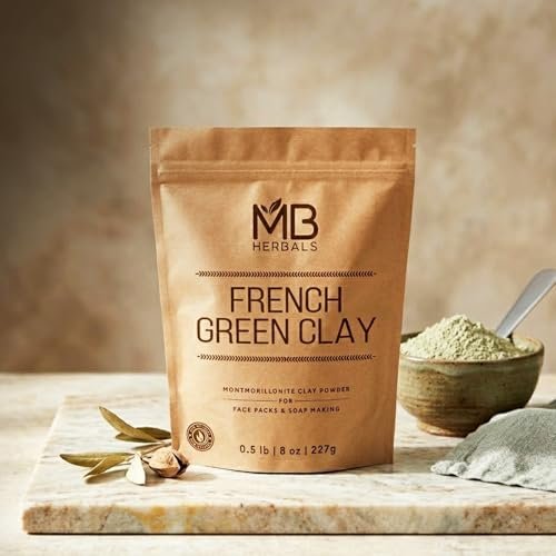 MB Herbals French Green Clay 8 oz (0.5 lb / 227 g) – 100% Pure Montmorillonite Clay Face Mask for Oily Skin, Detox & Oil Control - görsel 14