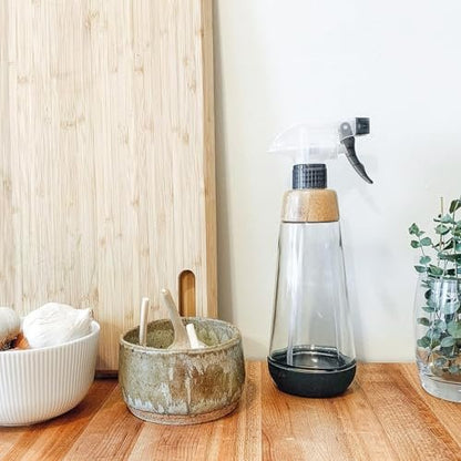 Full Circle Bottle Service - Refillable Glass Spray Bottle for Cleaning, Plant Care, 16 oz, Gray Avelisse