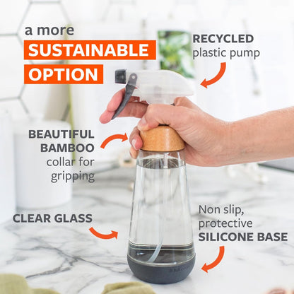 Full Circle Bottle Service - Refillable Glass Spray Bottle for Cleaning, Plant Care, 16 oz, Gray Avelisse