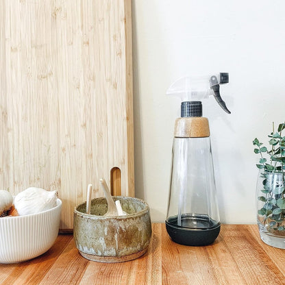 Full Circle Bottle Service - Refillable Glass Spray Bottle for Cleaning, Plant Care, 16 oz, Gray Avelisse