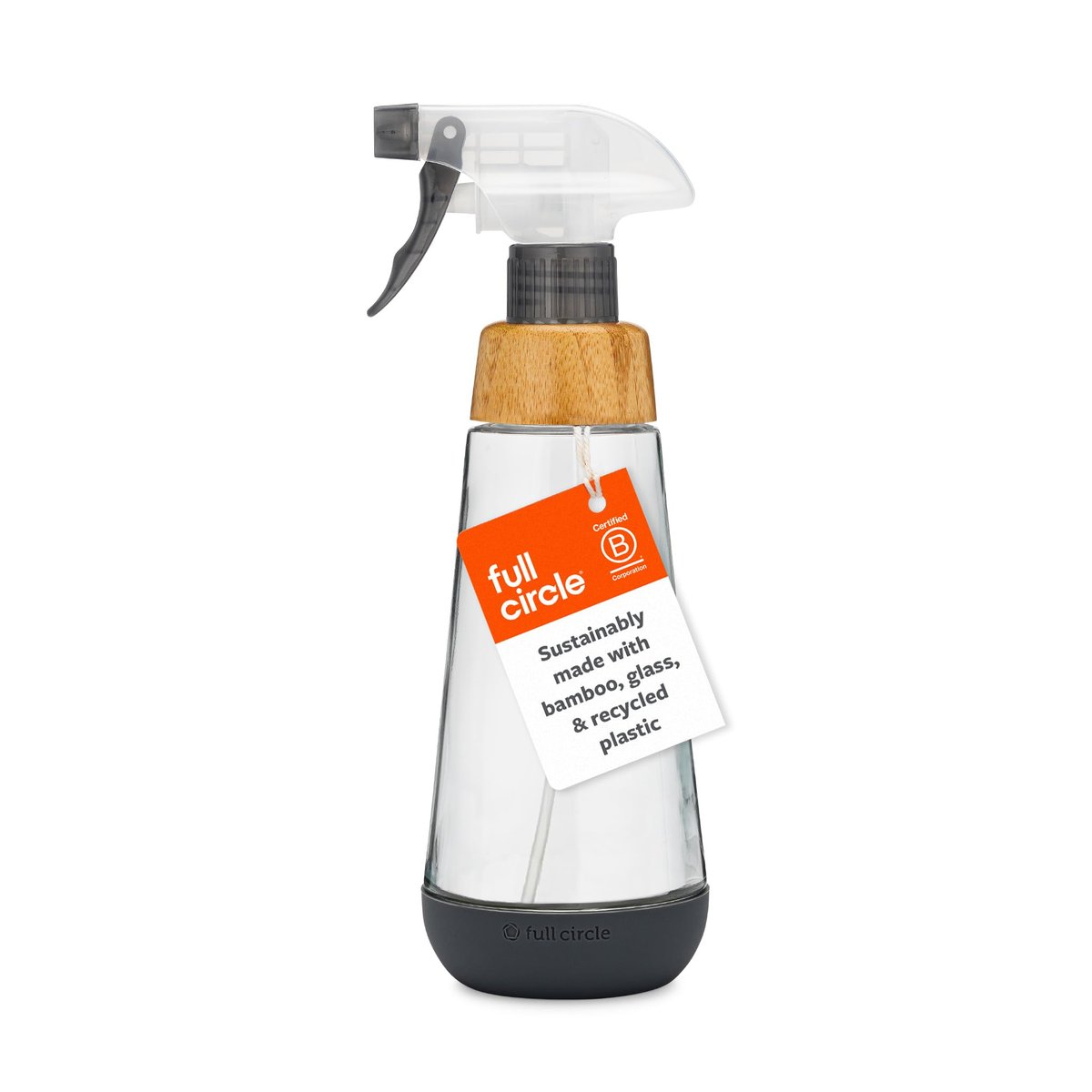 Full Circle Bottle Service - Refillable Glass Spray Bottle for Cleaning, Plant Care, 16 oz, Gray Avelisse