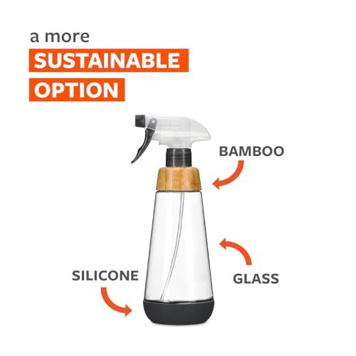 Full Circle Bottle Service - Refillable Glass Spray Bottle for Cleaning, Plant Care, 16 oz, Gray Avelisse