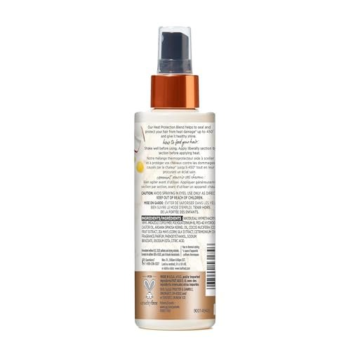 Hair Food Coconut & Argan Oil Heat Protectant Leave-In Spray - 450°F Protection, Sulfate-Free, Paraben-Free, for All Hair Types, 6.4 Fl Oz Avelisse