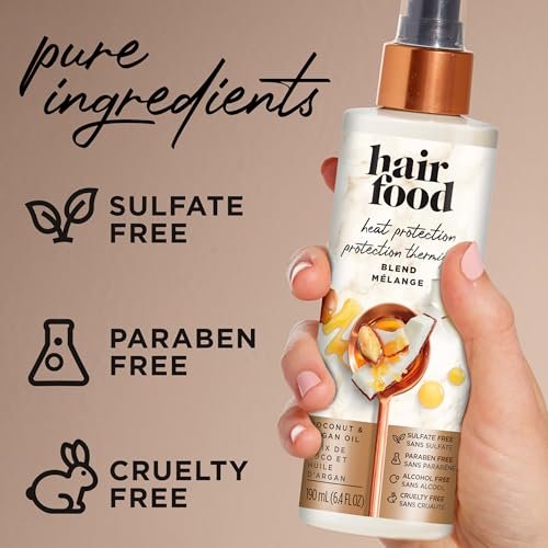 Hair Food Coconut & Argan Oil Heat Protectant Leave-In Spray - 450°F Protection, Sulfate-Free, Paraben-Free, for All Hair Types, 6.4 Fl Oz Avelisse