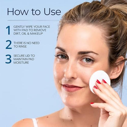 Plexaderm Reset and Replenish Pads with Hyaluronic Acid - Gently Remove Dirt, Oil & Makeup While Hydrating Skin (50 Count) Avelisse