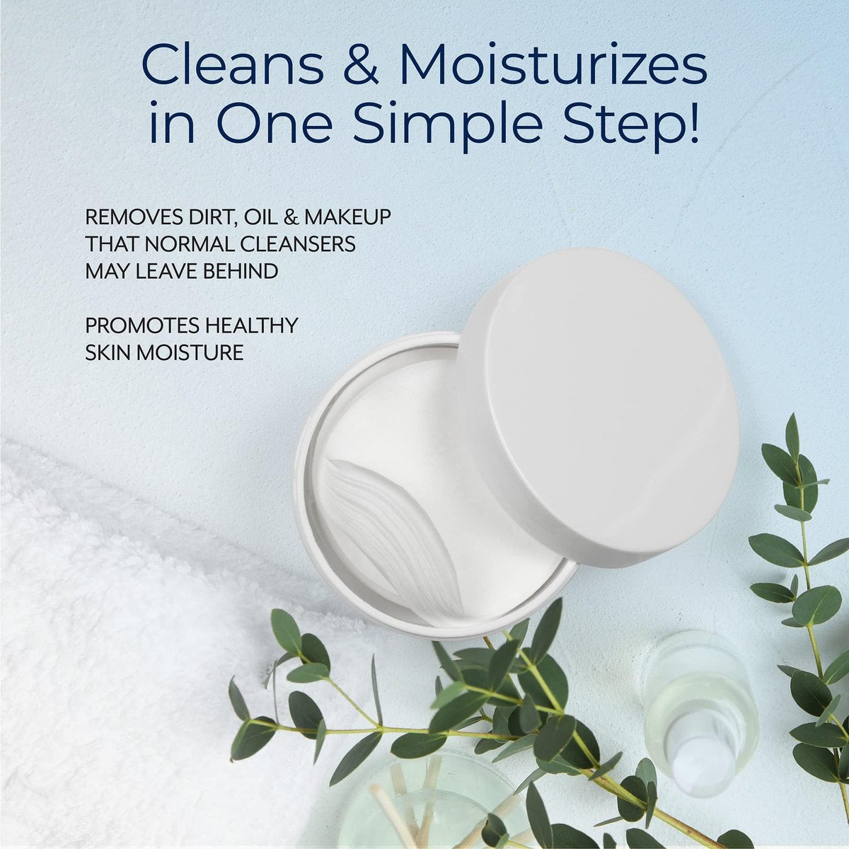 Plexaderm Reset and Replenish Pads with Hyaluronic Acid - Gently Remove Dirt, Oil & Makeup While Hydrating Skin (50 Count) Avelisse