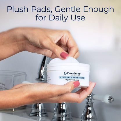 Plexaderm Reset and Replenish Pads with Hyaluronic Acid - Gently Remove Dirt, Oil & Makeup While Hydrating Skin (50 Count) Avelisse