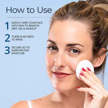 Plexaderm Reset and Replenish Pads with Hyaluronic Acid - Gently Remove Dirt, Oil & Makeup While Hydrating Skin (50 Count) Avelisse
