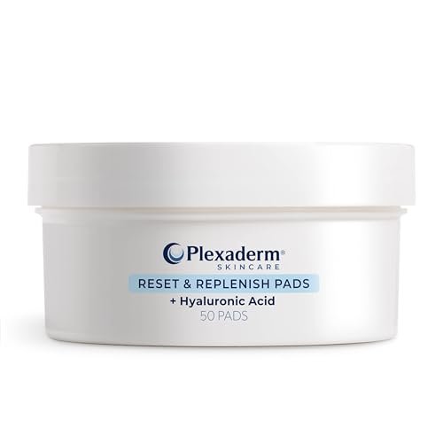 Plexaderm Reset and Replenish Pads with Hyaluronic Acid - Gently Remove Dirt, Oil & Makeup While Hydrating Skin (50 Count) Avelisse