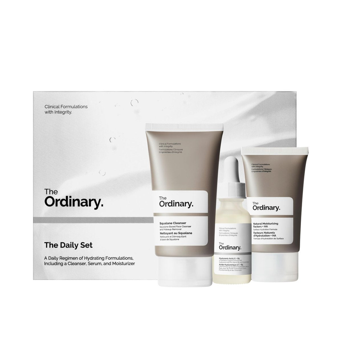 The Ordinary The Daily Set: Squalane Cleanser, Hyaluronic Acid 2% + B5, Natural Moisturizing Factors + HA – Daily Skincare Routine Kit Avelisse