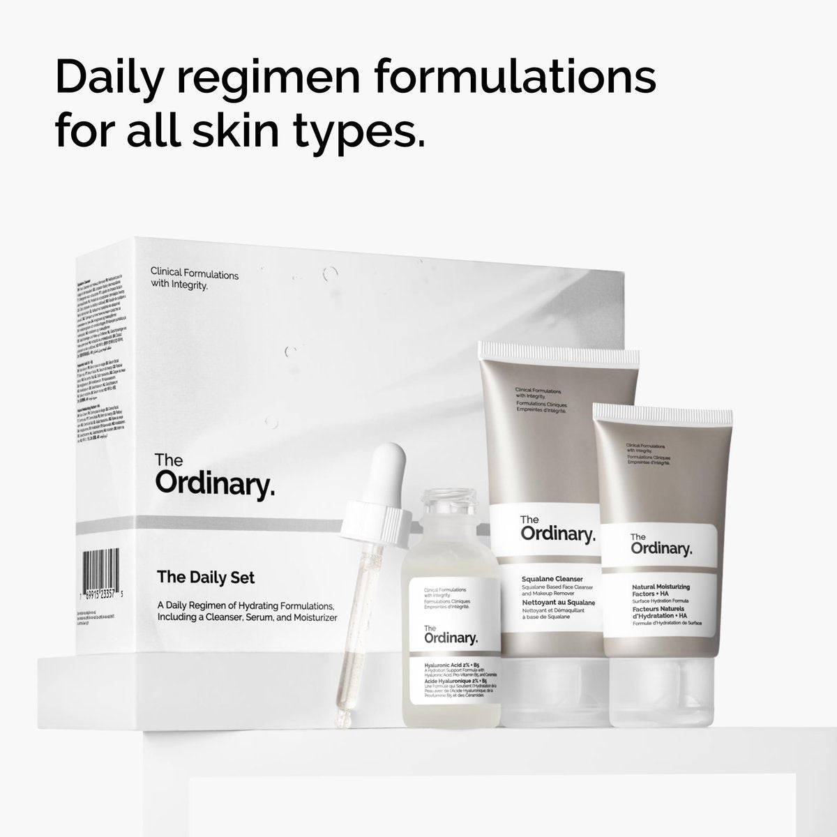 The Ordinary The Daily Set: Squalane Cleanser, Hyaluronic Acid 2% + B5, Natural Moisturizing Factors + HA – Daily Skincare Routine Kit Avelisse