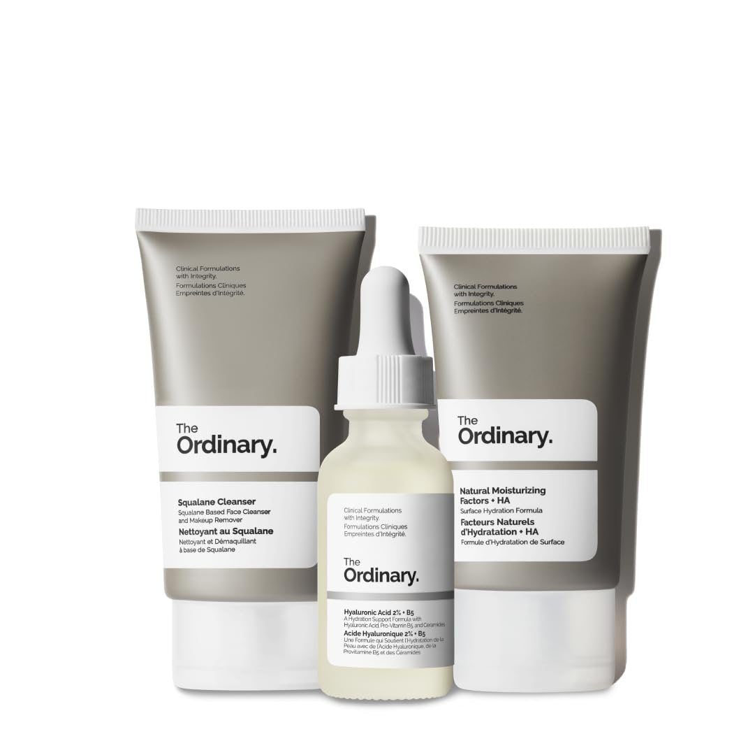 The Ordinary The Daily Set: Squalane Cleanser, Hyaluronic Acid 2% + B5, Natural Moisturizing Factors + HA – Daily Skincare Routine Kit Avelisse