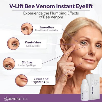Beverly Hills V-Lift Instant Eye Lift & Eye Tuck Bee Venom Serum – 30mL (120-Day Supply) for Puffy Eyes, Dark Circles, Wrinkles & Under Eye Bags Avelisse