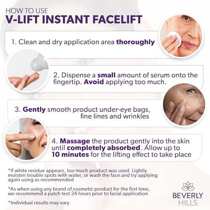 Beverly Hills V-Lift Instant Eye Lift & Eye Tuck Bee Venom Serum – 30mL (120-Day Supply) for Puffy Eyes, Dark Circles, Wrinkles & Under Eye Bags Avelisse