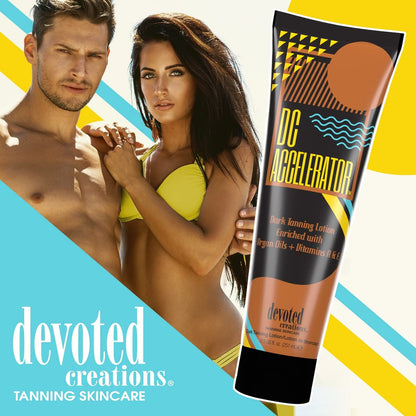 Devoted Creations DC Accelerator Dark Tanning Lotion – 8.5 oz | Premium Bronzer & Self Tanner Avelisse