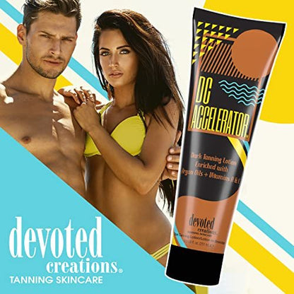 Devoted Creations DC Accelerator Dark Tanning Lotion – 8.5 oz | Premium Bronzer & Self Tanner Avelisse