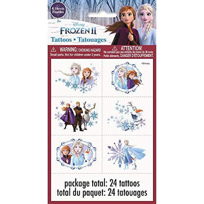 Disney Frozen 2 Temporary Tattoos (Pack of 24) - Exclusive Pattern Collection - Colorful & Transferable
