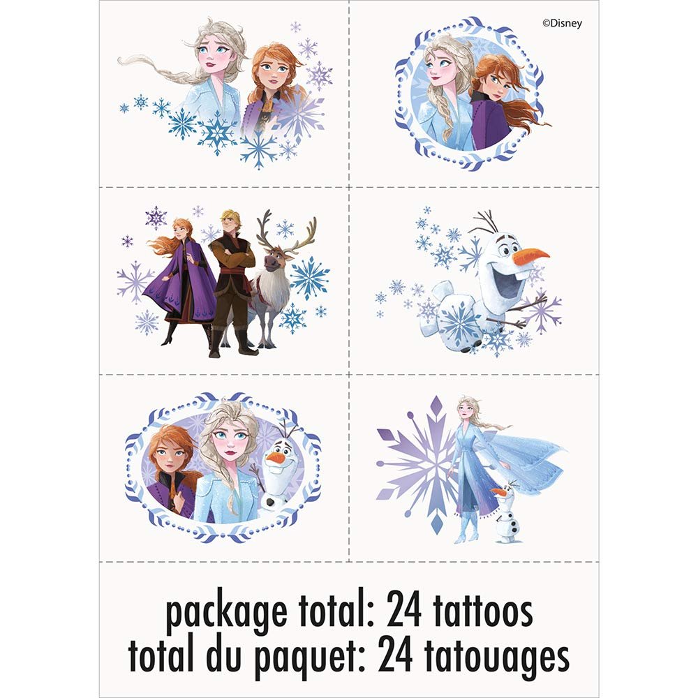 Disney Frozen 2 Temporary Tattoos (Pack of 24) - Exclusive Pattern Collection - Colorful & Transferable - görsel 1