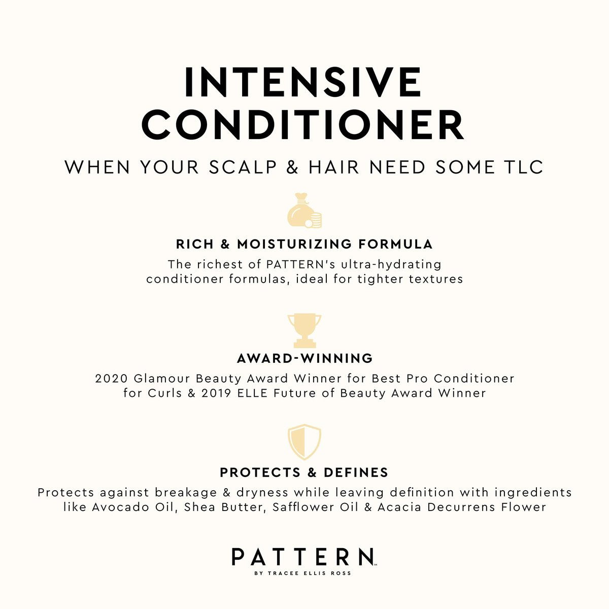 PATTERN Beauty Intensive Conditioner - Deep Hydration for Curly Hair 3c-4c, 13 Fl Oz Avelisse
