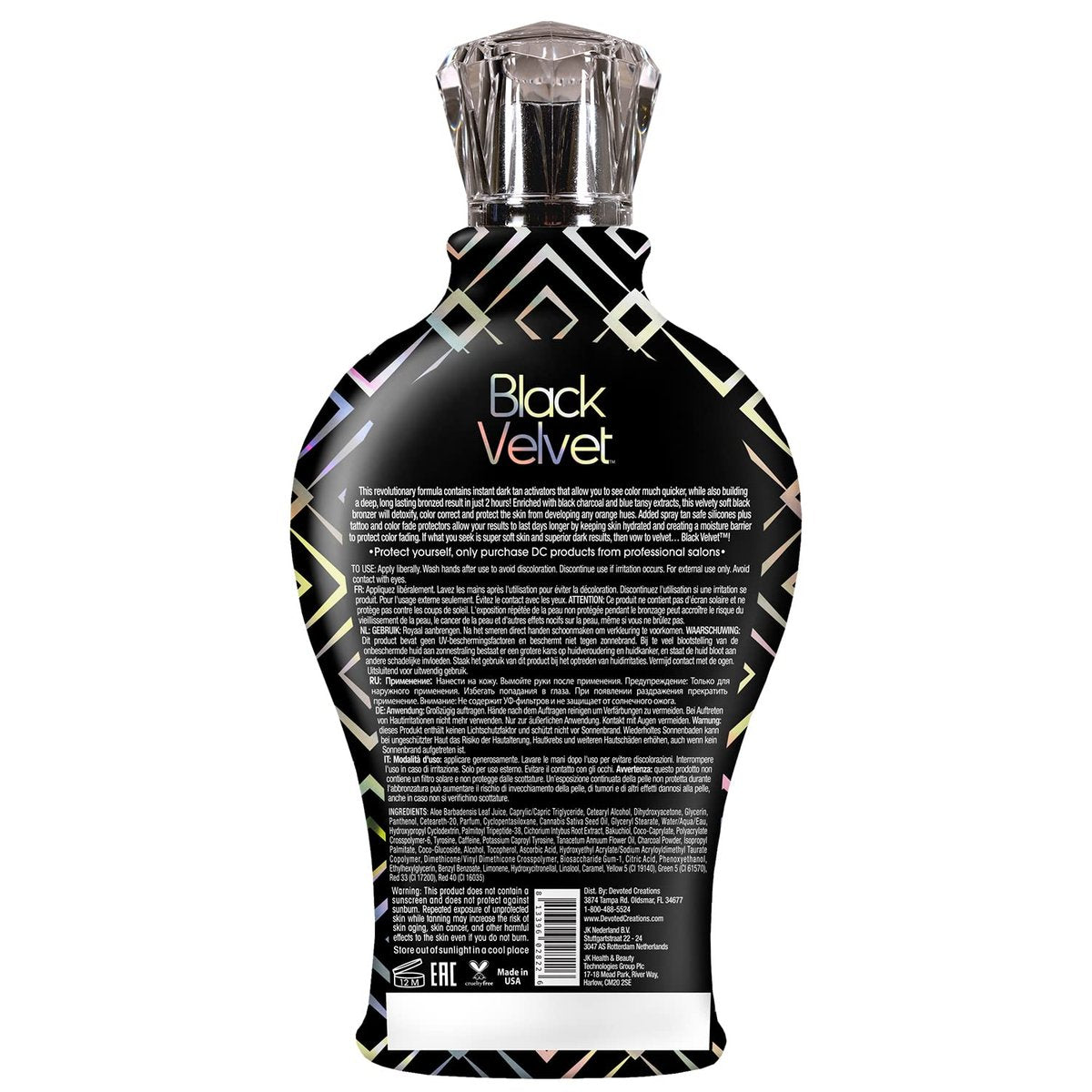 Devoted Creations Black Velvet Anti-Orange Mattifying Black Bronzer Tanning Lotion - 12.25 oz Avelisse