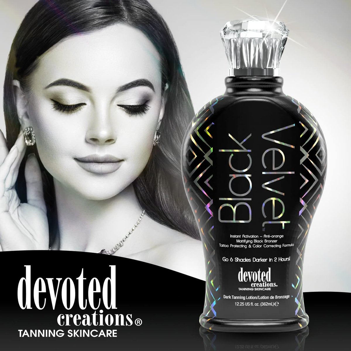 Devoted Creations Black Velvet Anti-Orange Mattifying Black Bronzer Tanning Lotion - 12.25 oz Avelisse