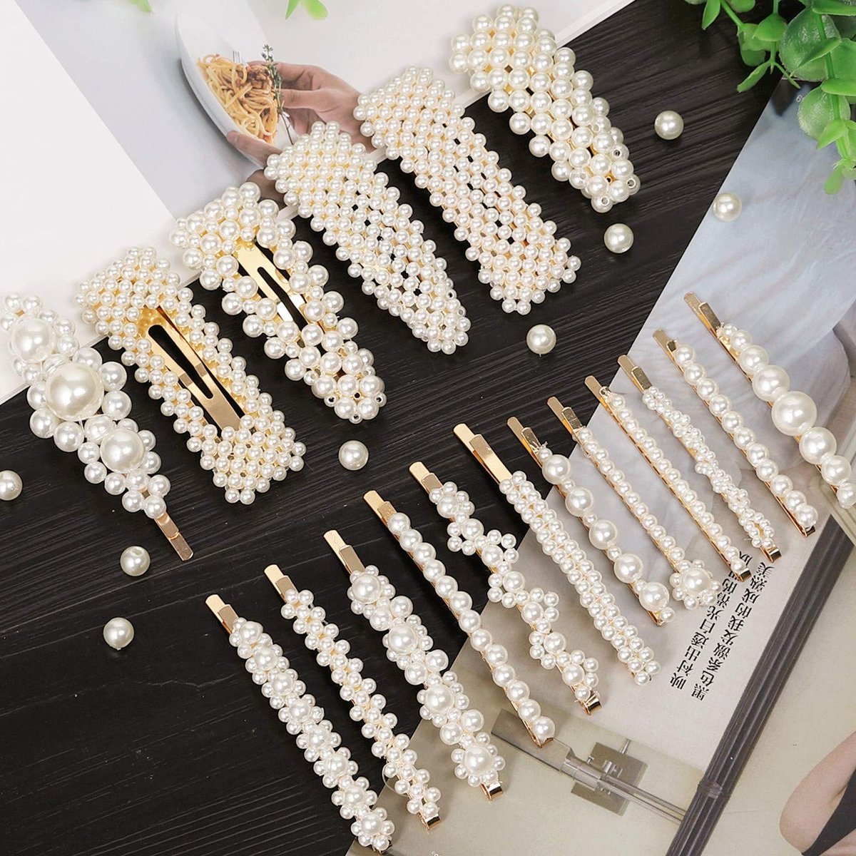 18 Pcs Pearl Hair Clips - Large Fashion Barrette for Women & Girls | LAXIZAR - görsel 1