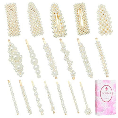 18 Pcs Pearl Hair Clips - Large Fashion Barrette for Women & Girls | LAXIZAR