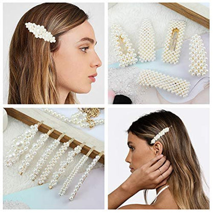 18 Pcs Pearl Hair Clips - Large Fashion Barrette for Women & Girls | LAXIZAR