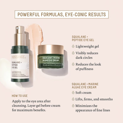BIOSSANCE Squalane and Marine Algae Eye Cream - Anti-Aging Eye Cream for Fine Lines, Wrinkles, and Puffiness - Hydrating & Lifting Formula with Hyaluronic Acid and Paracress Extract - 0.5 oz Avelisse