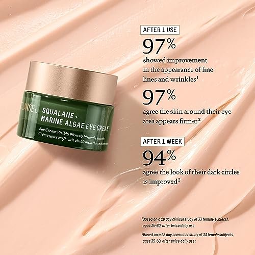 BIOSSANCE Squalane and Marine Algae Eye Cream - Anti-Aging Eye Cream for Fine Lines, Wrinkles, and Puffiness - Hydrating & Lifting Formula with Hyaluronic Acid and Paracress Extract - 0.5 oz Avelisse