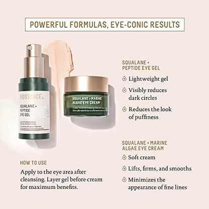 BIOSSANCE Squalane and Marine Algae Eye Cream - Anti-Aging Eye Cream for Fine Lines, Wrinkles, and Puffiness - Hydrating & Lifting Formula with Hyaluronic Acid and Paracress Extract - 0.5 oz Avelisse