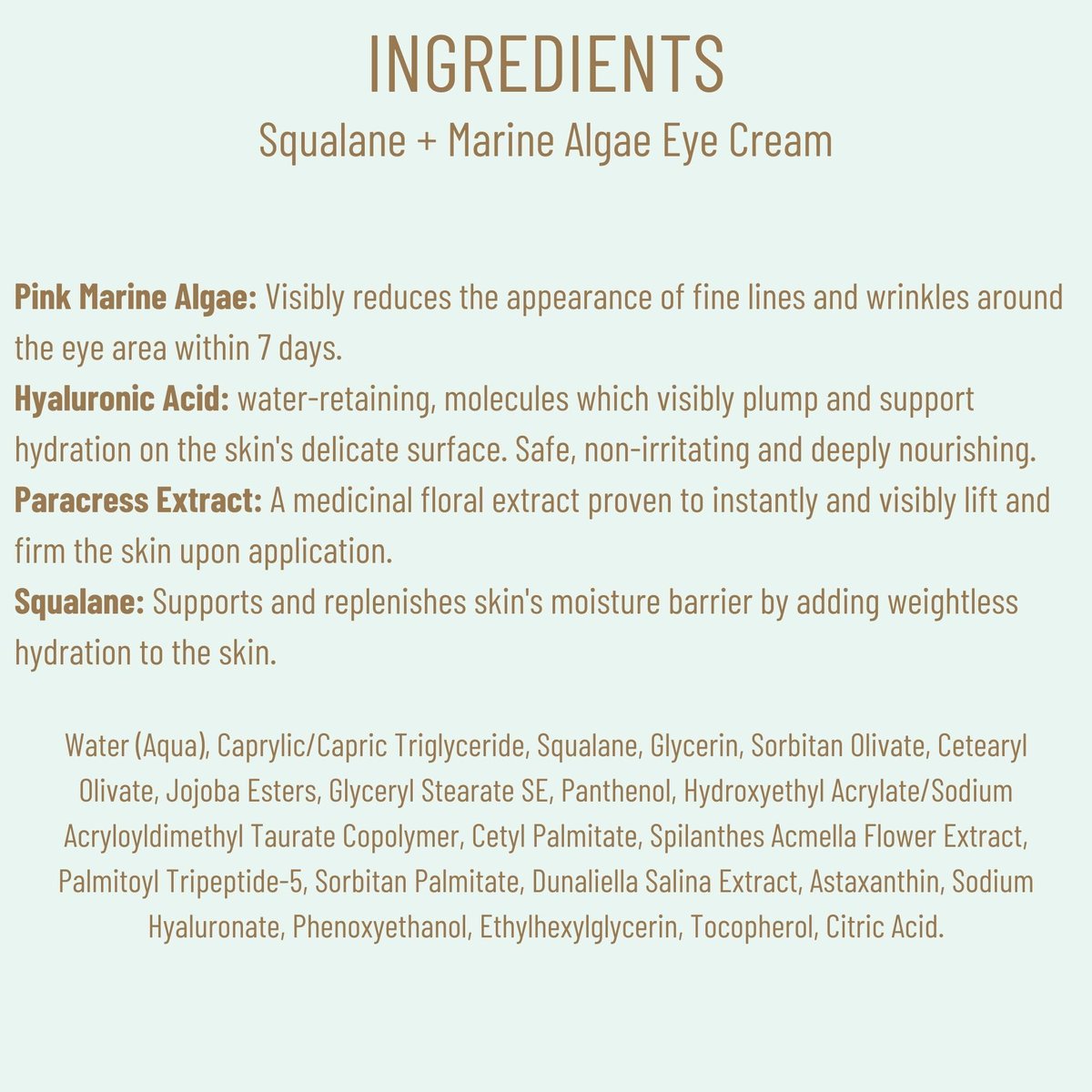 BIOSSANCE Squalane and Marine Algae Eye Cream - Anti-Aging Eye Cream for Fine Lines, Wrinkles, and Puffiness - Hydrating & Lifting Formula with Hyaluronic Acid and Paracress Extract - 0.5 oz Avelisse