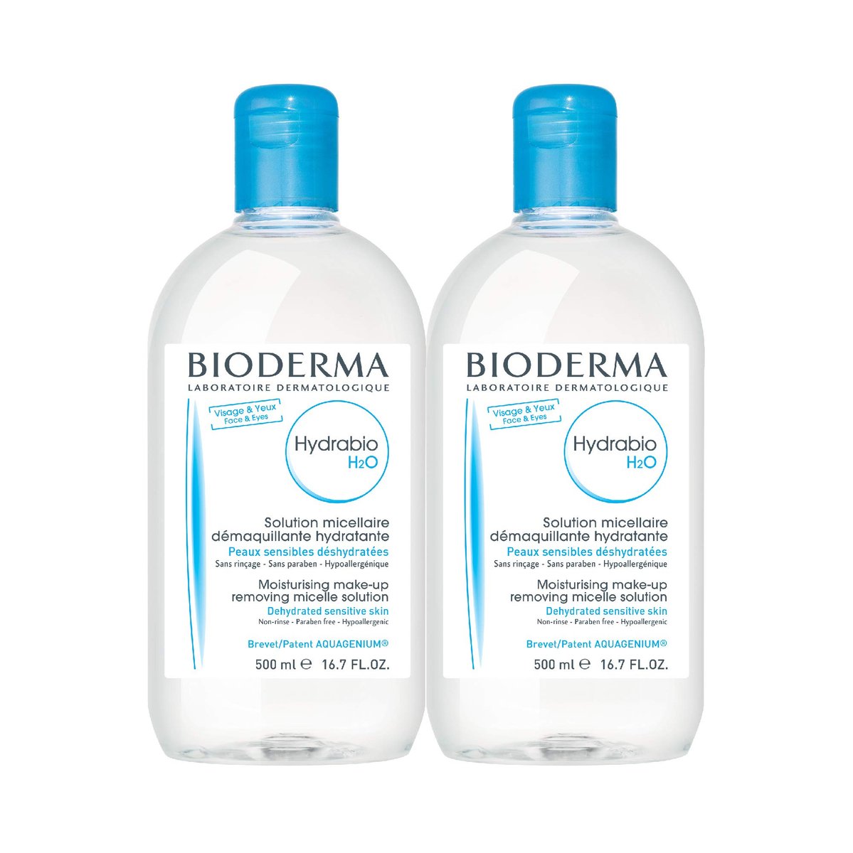 Bioderma Hydrabio DUO H2O Micellar Water - Makeup Remover & Cleanser for Dehydrated Sensitive Skin, 33.4 Fl Oz Avelisse