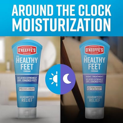 O'Keeffe's for Healthy Feet Foot Cream & Night Treatment – 3 oz Tubes (Pack of 2) – Relieves Extremely Dry, Cracked Feet Avelisse
