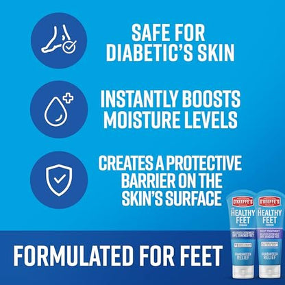 O'Keeffe's for Healthy Feet Foot Cream & Night Treatment – 3 oz Tubes (Pack of 2) – Relieves Extremely Dry, Cracked Feet Avelisse