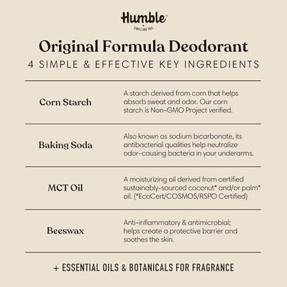 Humble Aluminum-Free Deodorant for Women & Men, Palo Santo & Frankincense - Clean & Fresh Natural Deodorant Stick with Essential Oils for Long-Lasting Odor Control - Full & Travel 2 Piece Set Avelisse