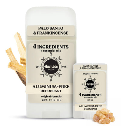 Humble Aluminum-Free Deodorant for Women & Men, Palo Santo & Frankincense - Clean & Fresh Natural Deodorant Stick with Essential Oils for Long-Lasting Odor Control - Full & Travel 2 Piece Set Avelisse