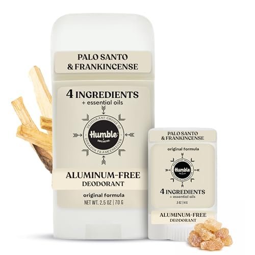 Humble Aluminum-Free Deodorant for Women & Men, Palo Santo & Frankincense - Clean & Fresh Natural Deodorant Stick with Essential Oils for Long-Lasting Odor Control - Full & Travel 2 Piece Set Avelisse