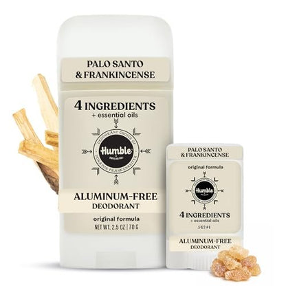 Humble Aluminum-Free Deodorant for Women & Men, Palo Santo & Frankincense - Clean & Fresh Natural Deodorant Stick with Essential Oils for Long-Lasting Odor Control - Full & Travel 2 Piece Set Avelisse