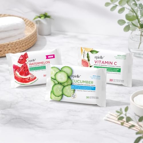 Epielle Makeup Remover Wipes with Vitamin C, Watermelon & Cucumber - Hypoallergenic, Alcohol-Free Daily Facial Cleansing Towelettes, 180 Count Avelisse