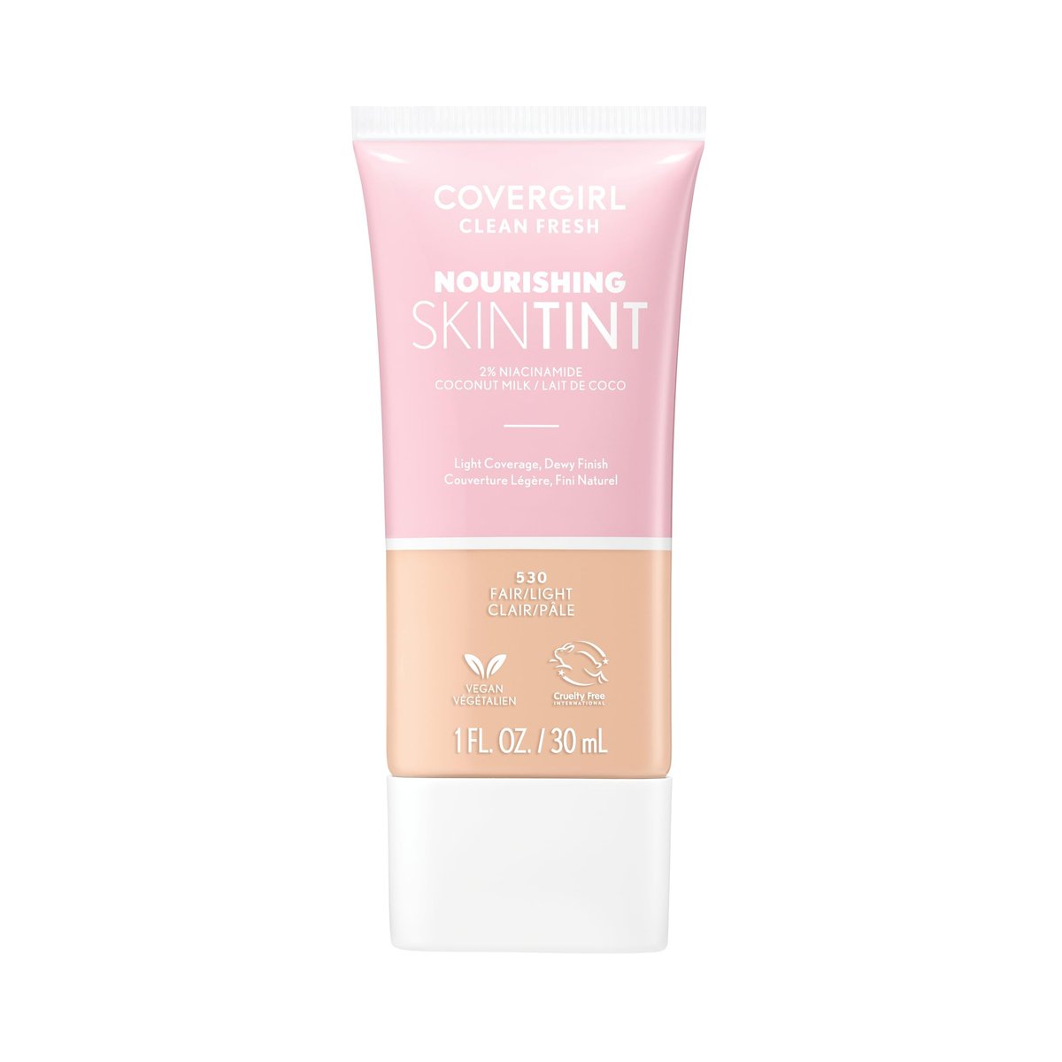 COVERGIRL Clean Fresh Nourishing Skin Tint, 520 Fair/Light - Dewy Finish Liquid Foundation with Coconut & Aloe, Vegan - görsel 1