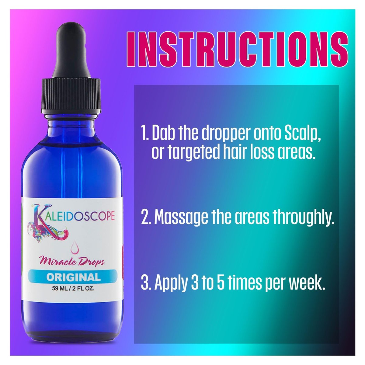 Kaleidoscope Miracle Drops - Quick Absorbing Hair Oil for Dry Scalp & Hair Growth - 2oz - görsel 3