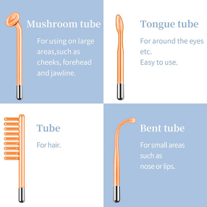 TUMAKOU High Frequency Facial Machine - Portable Handheld Skin Wand with 4 Tubes for Acne, Wrinkle & Skin Rejuvenation Avelisse