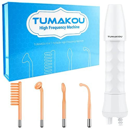TUMAKOU High Frequency Facial Machine - Portable Handheld Skin Wand with 4 Tubes for Acne, Wrinkle & Skin Rejuvenation Avelisse