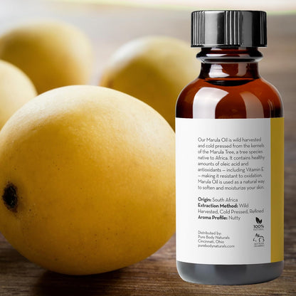 Pure Body Naturals Marula Facial Oil - Cold-Pressed, 100% Natural Face and Hair Oil for Dry, Sensitive, and Acne-Prone Skin - 1 Fl Oz