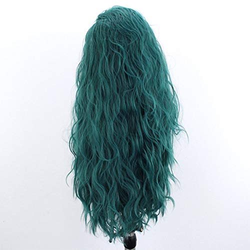 Choshim 24inch Green Synthetic Lace Front Wig – Heat Resistant Long Curly Wavy Water Wave Party Wig - görsel 3