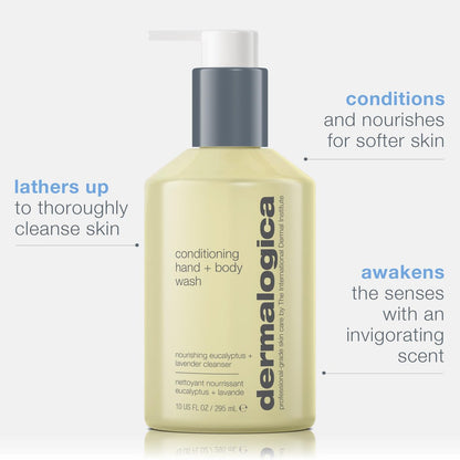 Dermalogica Conditioning Hand + Body Wash – Gentle Cleansing Shower Gel with Tea Tree & Eucalyptus Oil, 10 Fl Oz Avelisse