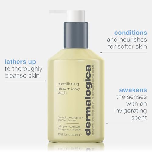 Dermalogica Conditioning Hand + Body Wash – Gentle Cleansing Shower Gel with Tea Tree & Eucalyptus Oil, 10 Fl Oz Avelisse
